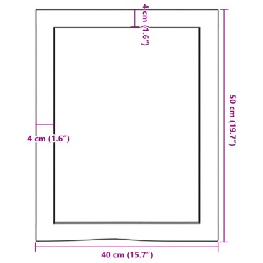 vidaXL Πάγκος Μπάνιου 40x50x(2-4) εκ. από Ακατέργαστο Μασίφ Ξύλο