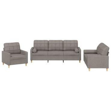 vidaXL Σετ Σαλονιού 3 τεμ. Taupe από Ύφασμα 78x77x80cm  Διθέσιος Τριθέσιος