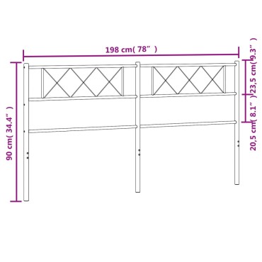 vidaXL Κεφαλάρι Μαύρο Μεταλλικό 198x3x90cm 1 τεμ.