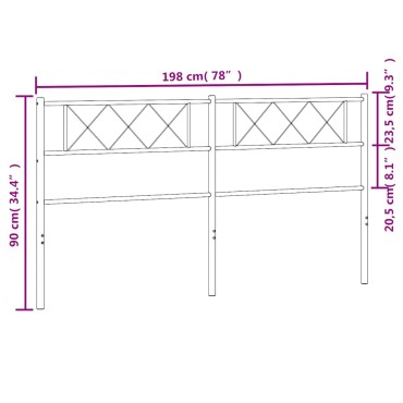vidaXL Κεφαλάρι Μαύρο Μεταλλικό 198x3x90cm 1 τεμ.