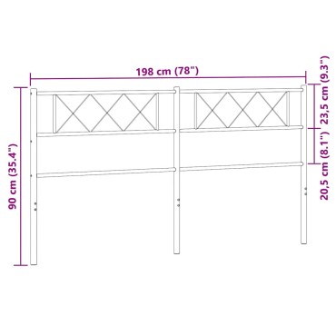 vidaXL Κεφαλάρι Λευκό Μεταλλικό 198x3x90cm 1 τεμ.