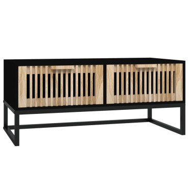 vidaXL Τραπεζάκι Σαλονιού Μαύρο 80x40x35cm Επεξεργασμένο Ξύλο+Σίδηρος 1 τεμ.