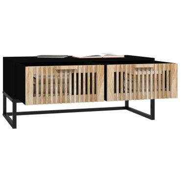 vidaXL Τραπεζάκι Σαλονιού Μαύρο 80x40x35cm Επεξεργασμένο Ξύλο+Σίδηρος 1 τεμ.