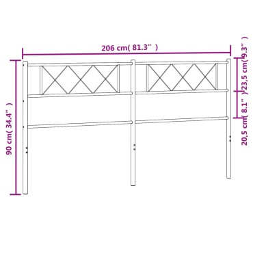 vidaXL Κεφαλάρι Μαύρο Μεταλλικό 206x3x90cm 1 τεμ.