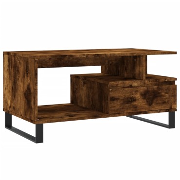 vidaXL Τραπεζάκι Σαλονιού Καπνιστή Δρυς 90x49x45cm Επεξεργασμ. Ξύλο 1 τεμ.