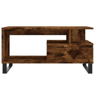 vidaXL Τραπεζάκι Σαλονιού Καπνιστή Δρυς 90x49x45cm Επεξεργασμ. Ξύλο 1 τεμ.