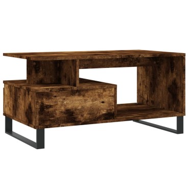 vidaXL Τραπεζάκι Σαλονιού Καπνιστή Δρυς 90x49x45cm Επεξεργασμ. Ξύλο 1 τεμ.