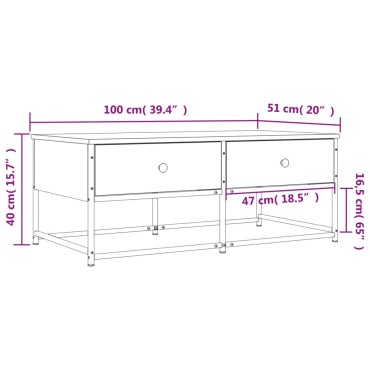 vidaXL Τραπεζάκι Σαλονιού Sonoma Δρυς 100x51x40cm Επεξεργασμένο Ξύλο 1 τεμ.