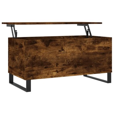 vidaXL Τραπεζάκι Σαλονιού Καπνιστή Δρυς 90x44,5x45cm Επεξ. Ξύλο 1 τεμ.