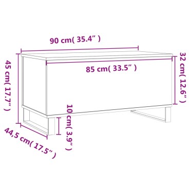 vidaXL Τραπεζάκι Σαλονιού Καπνιστή Δρυς 90x44,5x45cm Επεξ. Ξύλο 1 τεμ.