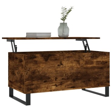 vidaXL Τραπεζάκι Σαλονιού Καπνιστή Δρυς 90x44,5x45cm Επεξ. Ξύλο 1 τεμ.