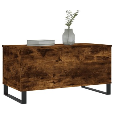 vidaXL Τραπεζάκι Σαλονιού Καπνιστή Δρυς 90x44,5x45cm Επεξ. Ξύλο 1 τεμ.