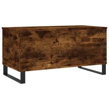 vidaXL Τραπεζάκι Σαλονιού Καπνιστή Δρυς 90x44,5x45cm Επεξ. Ξύλο 1 τεμ.
