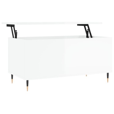 vidaXL Τραπεζάκι Σαλονιού Γυαλ. Λευκό 90x44,5x45cm Επεξεργ. Ξύλο 1 τεμ.