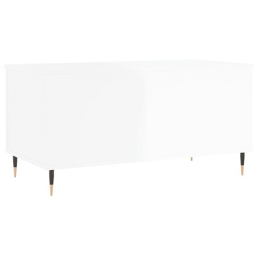 vidaXL Τραπεζάκι Σαλονιού Γυαλ. Λευκό 90x44,5x45cm Επεξεργ. Ξύλο 1 τεμ.