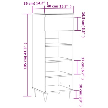 vidaXL Παπουτσοθήκη Καφέ Δρυς 40x36x105cm από Επεξεργασμένο Ξύλο