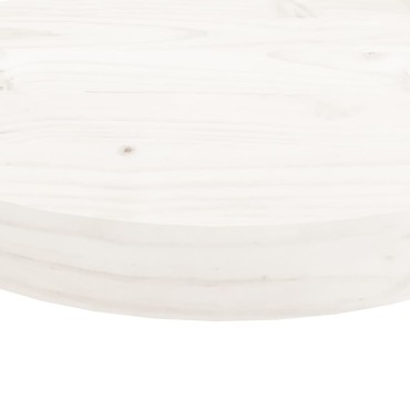 vidaXL Επιφάνεια Τραπεζιού Στρογγυλή Λευκή 70x3cm Μασίφ Ξύλο Πεύκου 1 τεμ.
