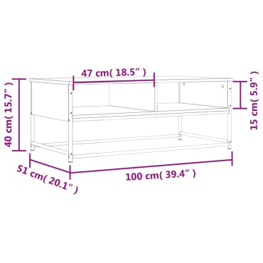 vidaXL Τραπεζάκι Σαλονιού Καφέ Δρυς 100x51x40cm Επεξεργασμ. Ξύλο 1 τεμ.