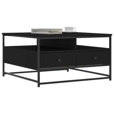 vidaXL Τραπεζάκι Σαλονιού Μαύρο 80x80x45cm από Επεξεργασμένο Ξύλο 1 τεμ.
