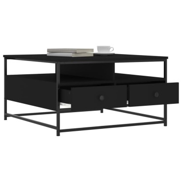 vidaXL Τραπεζάκι Σαλονιού Μαύρο 80x80x45cm από Επεξεργασμένο Ξύλο 1 τεμ.