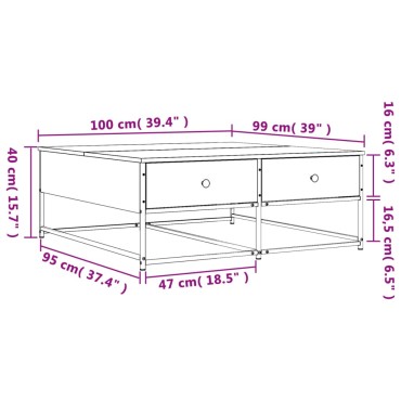 vidaXL Τραπεζάκι Σαλονιού Μαύρο 100x99x40cm από Επεξεργ. Ξύλο 1 τεμ.