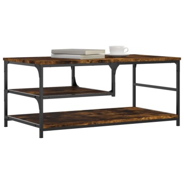 vidaXL Τραπεζάκι Σαλονιού Καπνιστή Δρυς 90x49x40cm Επεξεργ. Ξύλο 1 τεμ.