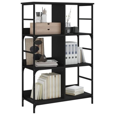 vidaXL Βιβλιοθήκη Μαύρη 78,5x33x117,5cm από Επεξεργασμένο Ξύλο 1 τεμ.