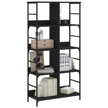 vidaXL Βιβλιοθήκη Μαύρη 78,5x33x153cm από Επεξεργασμένο Ξύλο 1 τεμ.