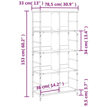 vidaXL Βιβλιοθήκη Μαύρη 78,5x33x153cm από Επεξεργασμένο Ξύλο 1 τεμ.