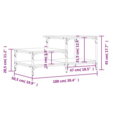 vidaXL Τραπεζάκι Σαλονιού Μαύρο 100x50,5x45cm από Επεξεργασμένο Ξύλο 1 τεμ.