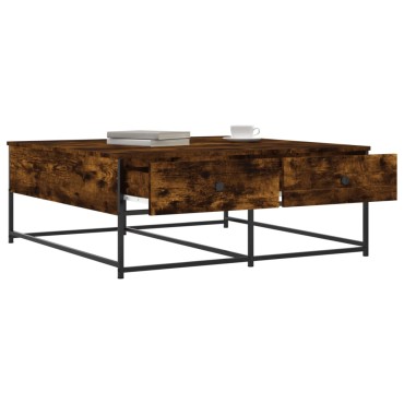 vidaXL Τραπεζάκι Σαλονιού Καπνιστή Δρυς 100x99x40cm Επεξεργ. Ξύλο 1 τεμ.