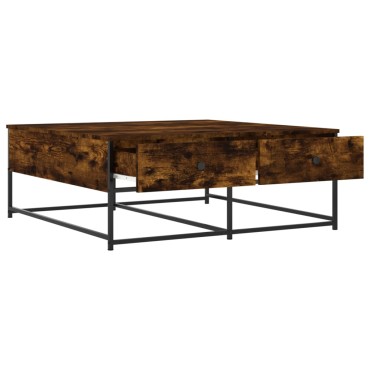 vidaXL Τραπεζάκι Σαλονιού Καπνιστή Δρυς 100x99x40cm Επεξεργ. Ξύλο 1 τεμ.