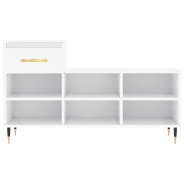 vidaXL Παπουτσοθήκη Γυαλιστερό Λευκό 102x36x60cm Επεξεργασμένο Ξύλο