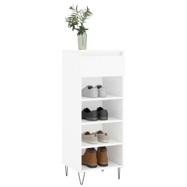 vidaXL Παπουτσοθήκη Γυαλιστερό Λευκό 40x36x105cm Επεξεργασμένο Ξύλο