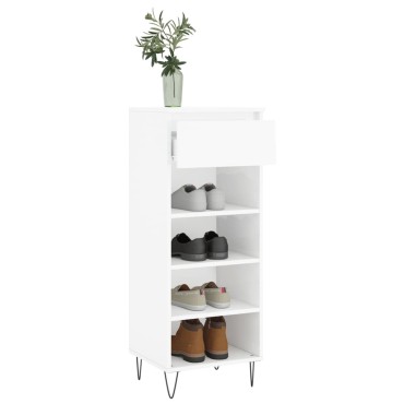 vidaXL Παπουτσοθήκη Γυαλιστερό Λευκό 40x36x105cm Επεξεργασμένο Ξύλο