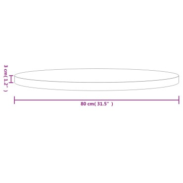 vidaXL Επιφάνεια Τραπεζιού Στρογγυλή 80x3cm από Μασίφ Ξύλο Πεύκου 1 τεμ.