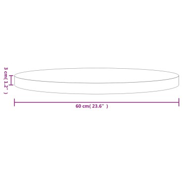 vidaXL Επιφάνεια Τραπεζιού Στρογγυλή 60x3cm από Μασίφ Ξύλο Πεύκου 1 τεμ.