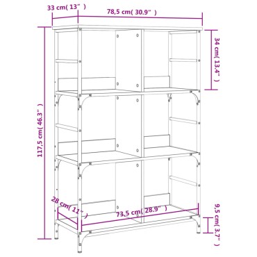 vidaXL Βιβλιοθήκη Καπνιστή Δρυς 78,5x33x117,5cm Επεξεργασμένο Ξύλο 1 τεμ.