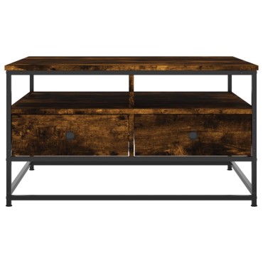 vidaXL Τραπεζάκι Σαλονιού Καπνιστή Δρυς 80x80x45cm Επεξεργ. Ξύλο 1 τεμ.