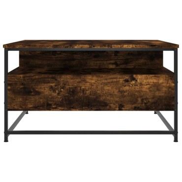 vidaXL Τραπεζάκι Σαλονιού Καπνιστή Δρυς 80x80x45cm Επεξεργ. Ξύλο 1 τεμ.