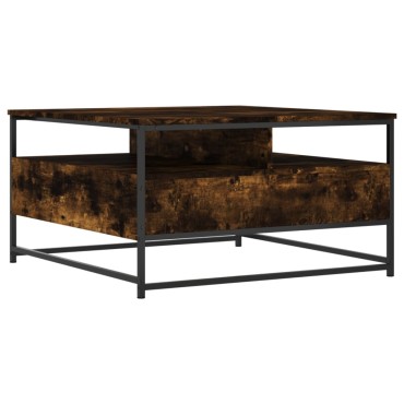 vidaXL Τραπεζάκι Σαλονιού Καπνιστή Δρυς 80x80x45cm Επεξεργ. Ξύλο 1 τεμ.