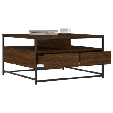 vidaXL Τραπεζάκι Σαλονιού Καφέ Δρυς 80x80x45cm από Επεξεργ. Ξύλο 1 τεμ.