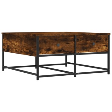 vidaXL Τραπεζάκι Σαλονιού Καπνιστή Δρυς 80x80x40cm Επεξεργασμ. Ξύλο 1 τεμ.