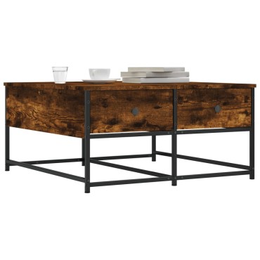 vidaXL Τραπεζάκι Σαλονιού Καπνιστή Δρυς 80x80x40cm Επεξεργασμ. Ξύλο 1 τεμ.