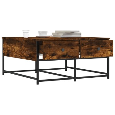 vidaXL Τραπεζάκι Σαλονιού Καπνιστή Δρυς 80x80x40cm Επεξεργασμ. Ξύλο 1 τεμ.