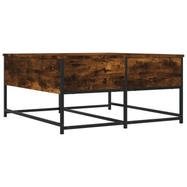 vidaXL Τραπεζάκι Σαλονιού Καπνιστή Δρυς 80x80x40cm Επεξεργασμ. Ξύλο 1 τεμ.