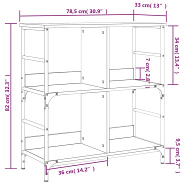 vidaXL Βιβλιοθήκη Γκρι Sonoma 78,5x33x82cm Επεξεργασμένο Ξύλο 1 τεμ.