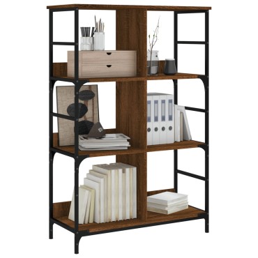 vidaXL Βιβλιοθήκη Καφέ Δρυς 78,5x33x117,5cm Επεξεργασμένο Ξύλο 1 τεμ.