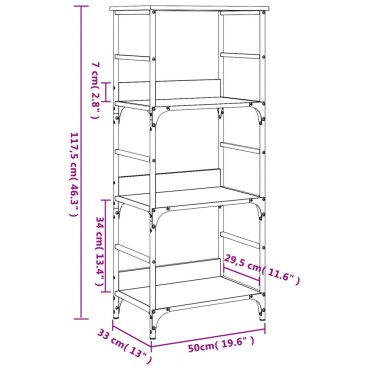 vidaXL Βιβλιοθήκη Sonoma Δρυς 50x33x117,5cm Επεξεργασμένο Ξύλο 1 τεμ.