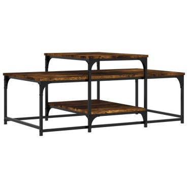 vidaXL Τραπεζάκι Σαλονιού Καπνιστή Δρυς 102x60x45cm Επεξεργ. Ξύλο 1 τεμ.
